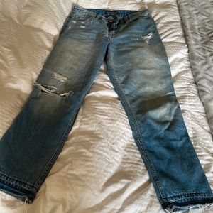 Abercrombie cropped ripped jeans